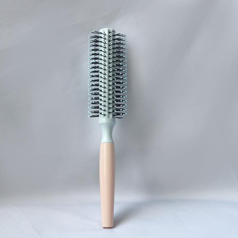 Super Hair Brush Plastic Barrel with Nylon Bristles with Anti Slip Handle Small Volumizing Hair Brush Comb