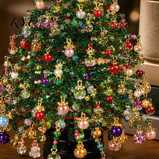 Handgefertigte Feiertagsdekoration DIY Mini-Tisch-Weihnachtsbaum-Set mit Perlen, Kristallperlen-Weihnachtsbastel-Ornament-Herstellungsset, Schreibtisch für Regal Kaminsims Dekor,