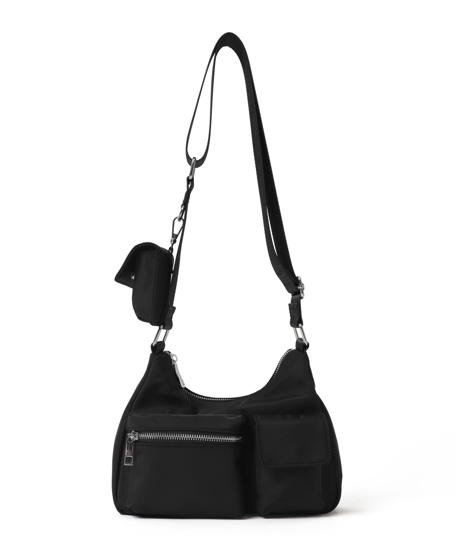 

WEGO Shoulder Bag with Random Pocket Black Sonata Pouch, Design, Casual, Girly, Gift, Spring, Summer, Autumn, Winter, Women s, F,