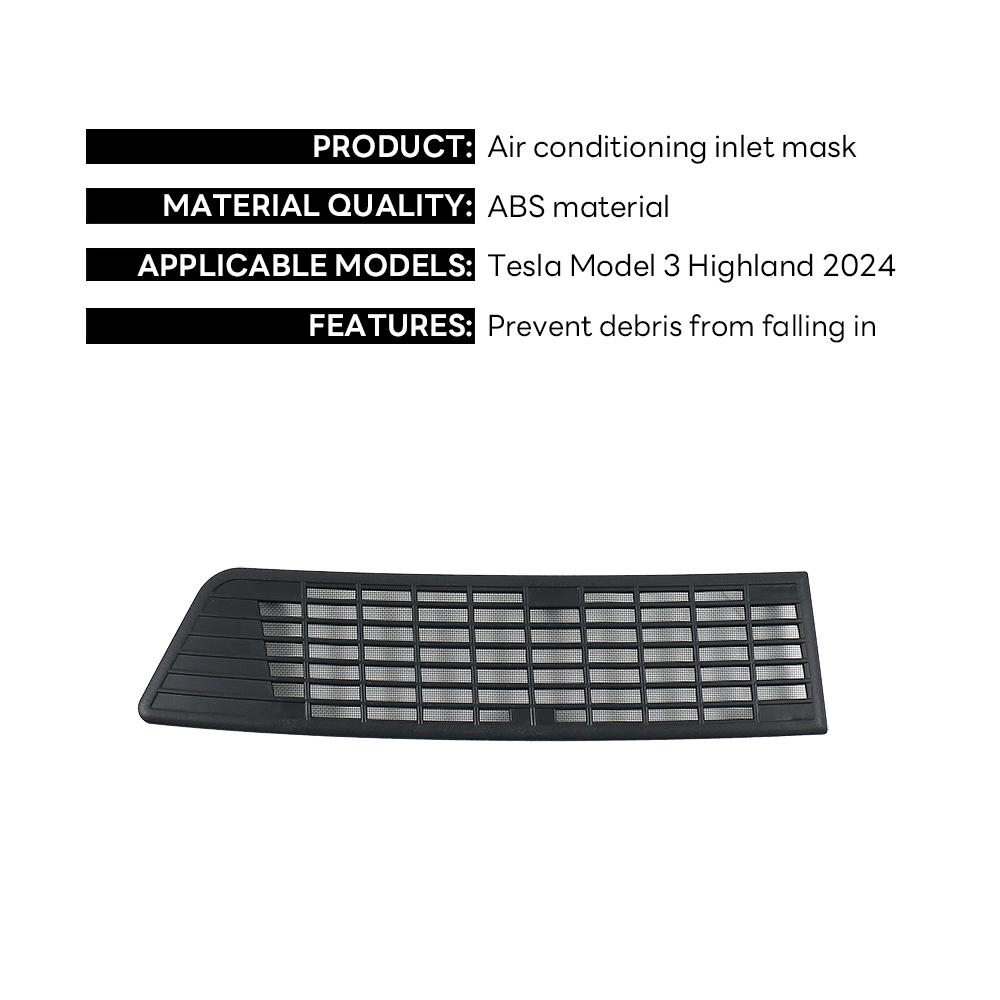 For Tesla Model 3 Highland 2024 Lower Bumper Anti Insect Net Anti Dust Proof Inner Vent Grille Cover Insect-proof Front Cover Option 1