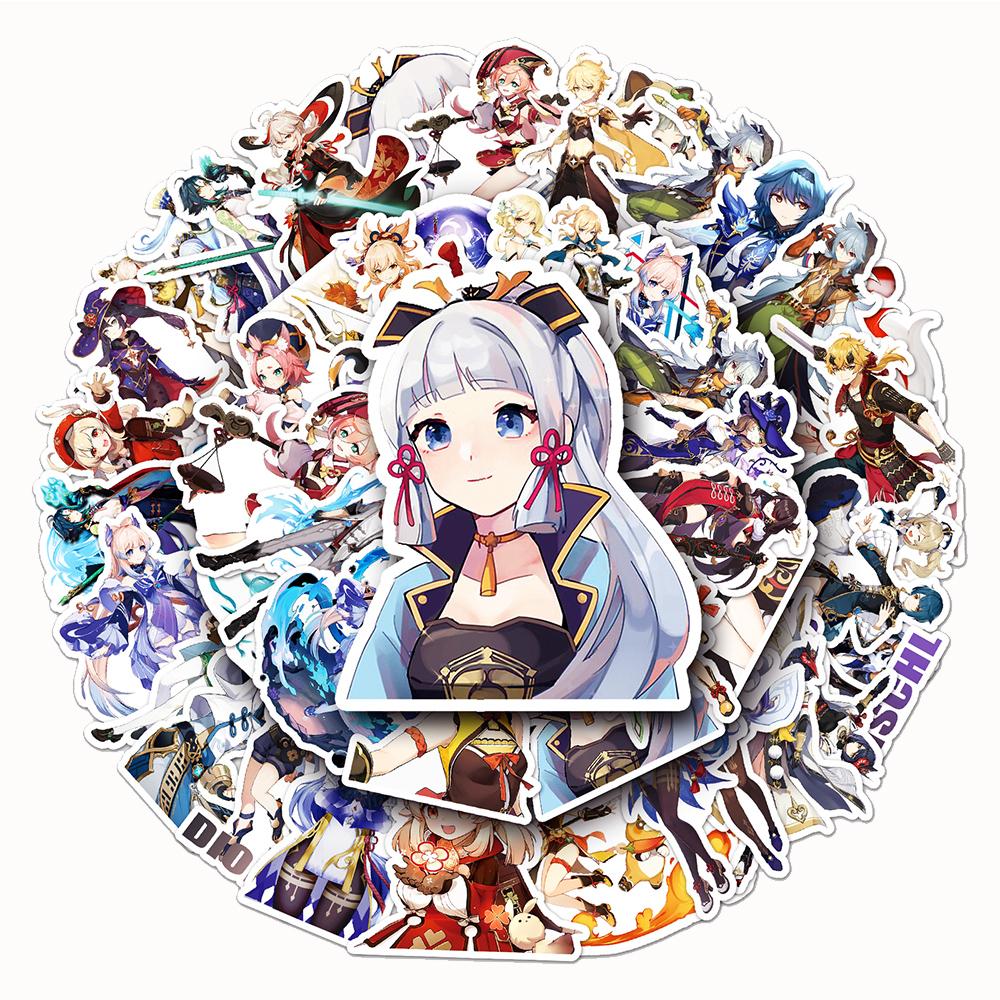 10/30/50pcs Genshin Impact Cartoon Game Stickers Cute Anime Girl Character Sticker DIY Skateboard Notebook Phone Decals Toy Gift