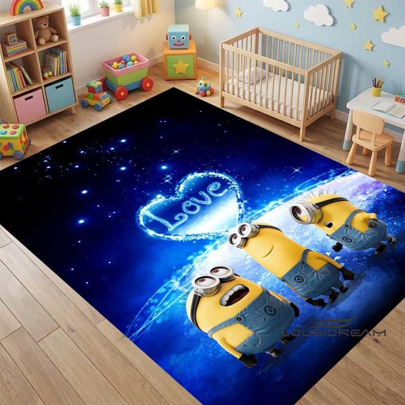 "I LoveM- Minions" Cartoon-Print Rug — Non-Slip Kitchen Mat, Outdoor Carpet, Home & Bedroom Decor, Yoga Mat, Birthday Gift.
