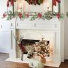 5.74ft Artificial Xmas Garland with Red Berry Pine Cone Faux Winter Greenery for Holiday Mantel Staircase Doorway