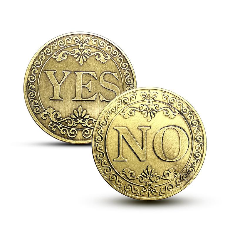 1pc Yes No Coin 3D Embossed Flipping Challenge Coin Decision Maker Lucky Diameter 40mm Commemorative Coins Collection