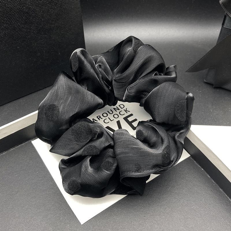 Korean Style Polka Dot Organza Scrunchie for Women: Elegant Low Ponytail Hair Accessory