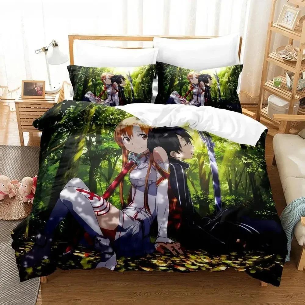 3D Print Sword Art Online Bedding Set Polyester Quilt Cover Pillowcases Queen King for Kids Gift Duvet Cover Sets