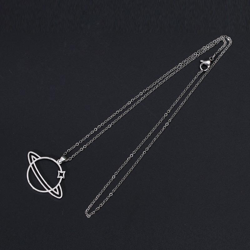 Trendy European & American Titanium Hip-Hop Planet Necklace: Non-Fading Starry Sky Choker, Versatile Sweater Chain Accessory