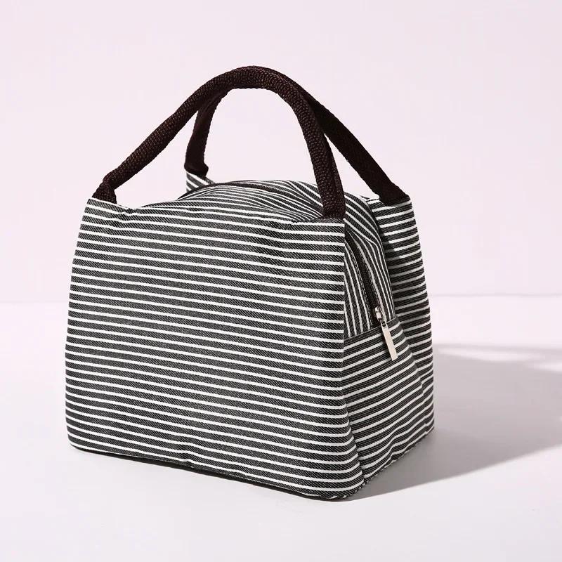 

Lunch Bag Women Men Cooler Bags Thermal Storage Ice Pack Tote Students Bento Adults Picnic Food Handbag Portable Lunch Box Work чёрный