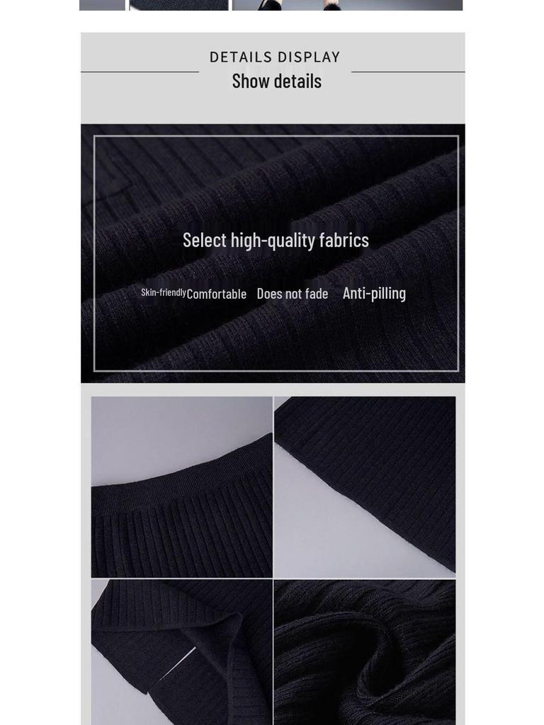 2024 Dámská zeštíhlující vlněná sukně střední délky s rozparkem