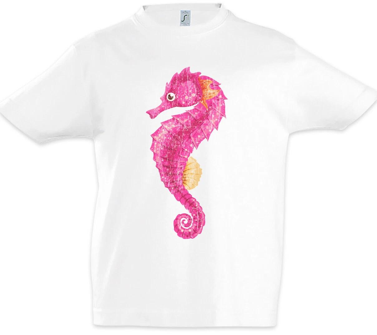 Pink Seahorse Kids Boys kids boys T-Shirt Fun Unicorn Tattoo Sailor Pink Seahorse 140