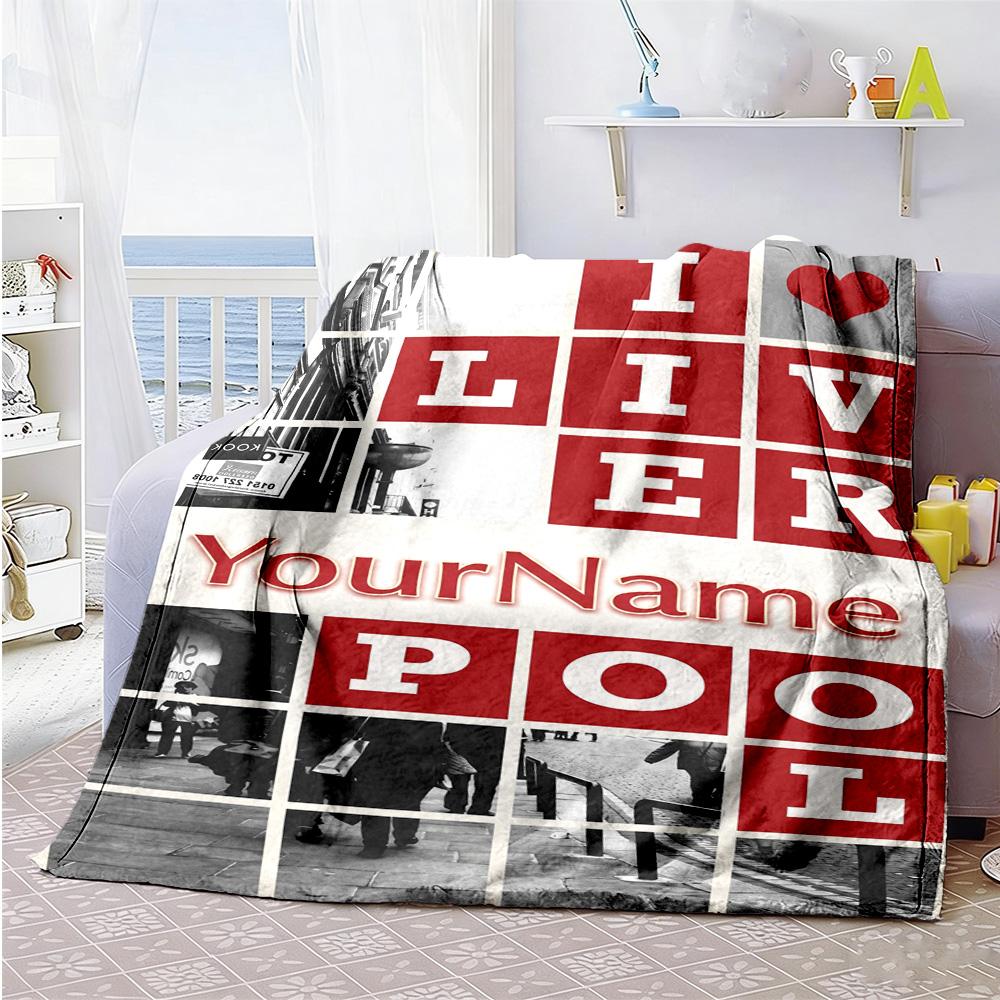 Liverpool Customize Your Name Blanket Throw Customizable Blanket Durable Comfort Throw For Bedding Bed Home Decor Seaside Four Seasons Multipurpose