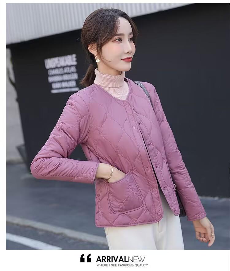 Neue V-Ausschnitt leichte und weiche Daunenjacke Winter Damen Kurz Weiß Entendaunen Warme Daunen-Innenjacke Slim Fit