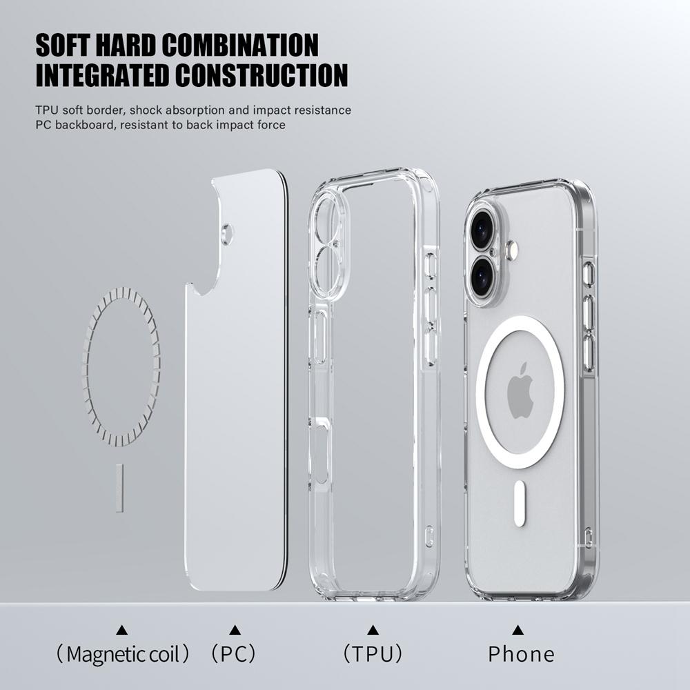 KEYSION Shockproof Transparent Case for MagSafe for iPhone 17 2025 HD Clear TPU+PC Magnetic Wireless Charging Phone Back Cover