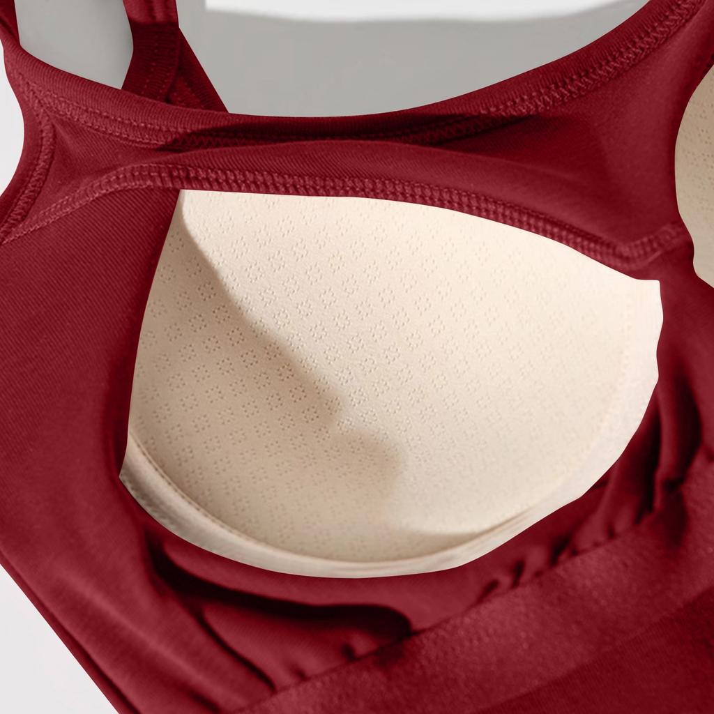 Women's Solid Color Vest Without Wires, Padded Round Neck Bottoming Top