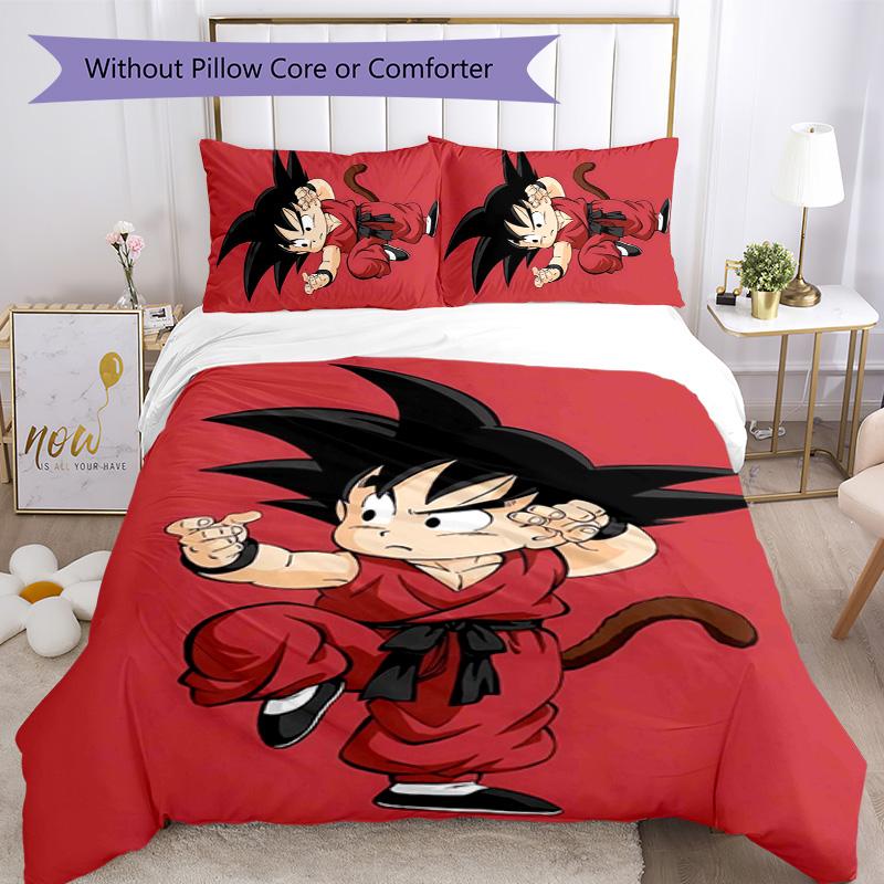 Goku 3pcs Bedding Set Duvet Cover Closure Includes 1 Duvet Cover & 2 Pillowcases for All Seasons Bedroom Home Dorm Decor