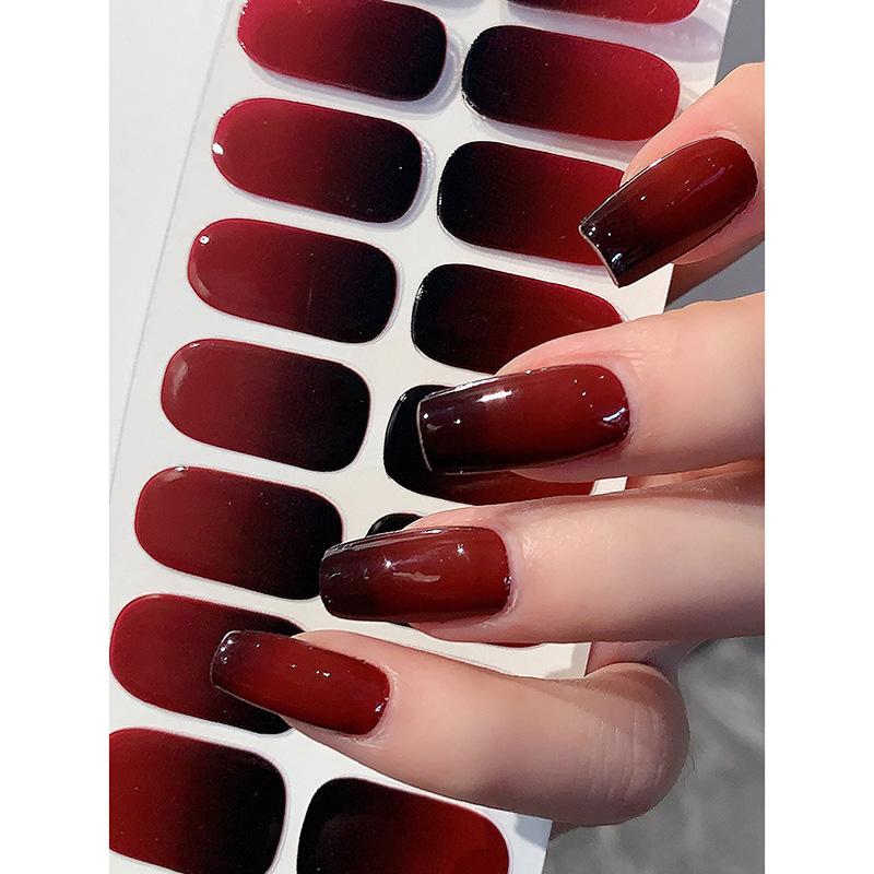 Naakt Semi-uitgeharde Gel Nail Wraps Sticker Langdurige Uv Led Lamp Franse Nagel Decal Omber Nagel Waterdicht Semi-uitgehard Sticke 16tips