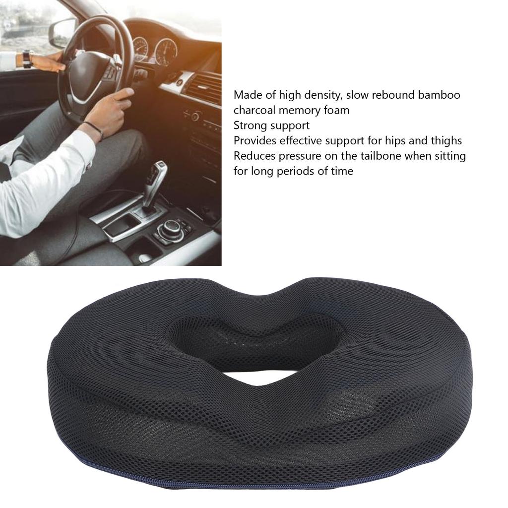 Donut Gel Cushion Pad Ease Discomfort Ergonomic Prostate Surgery Recovery Cushion for Tailbone Black 2U