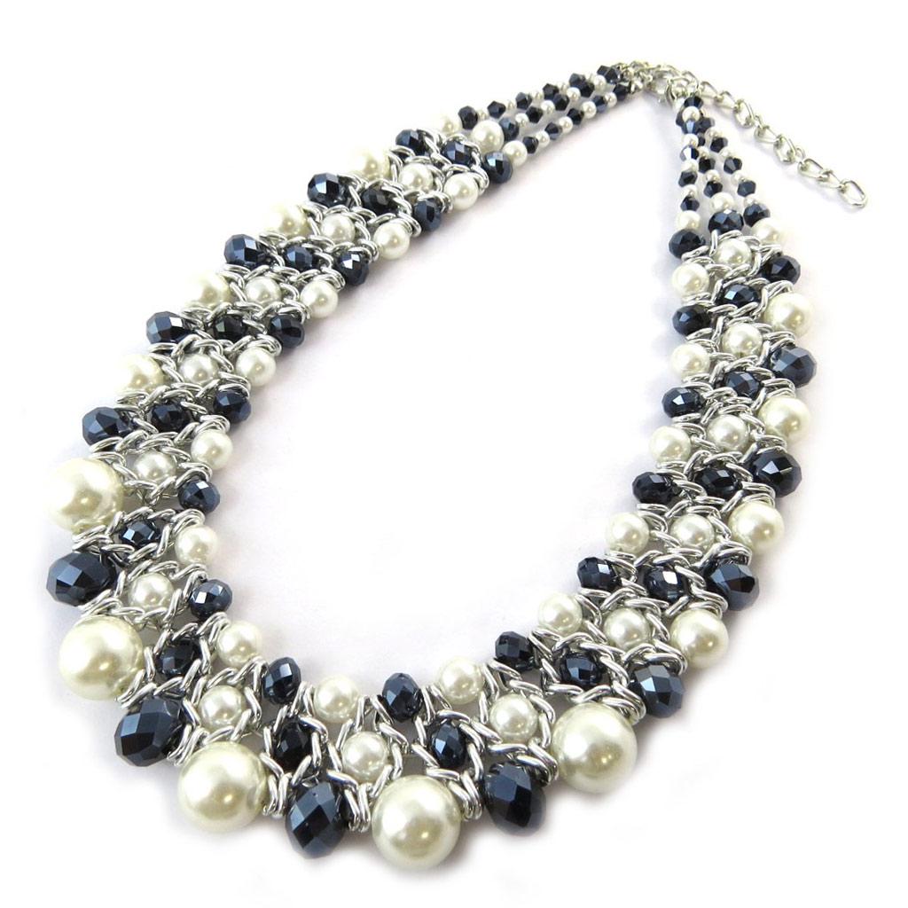 

Les Trésors De Lily [N7036] - Дизайнерское колье Sissi серого цвета слоновой кости (3 ряда)