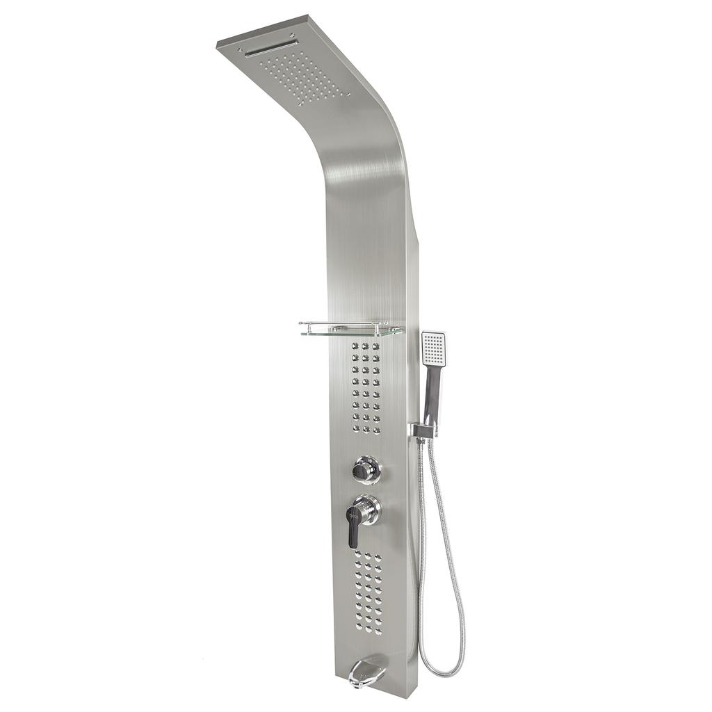 Rain Shower Panel Hydromassage Shelf Set Nickel-Plated Column