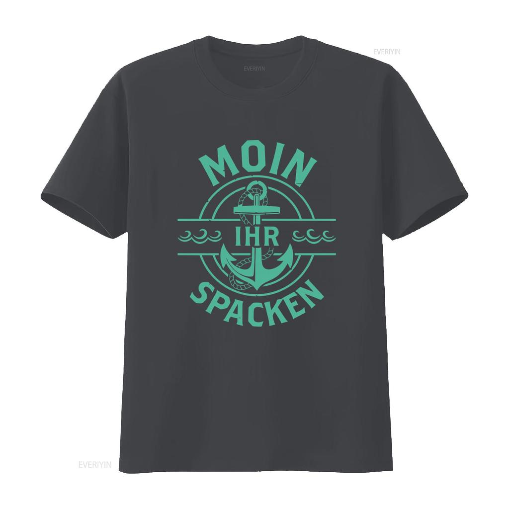 Moin Ihr Spacken Anchor Design T Shirt Fun Funny Sayings Girlie vintage Washed designer clothes fashion Stylish homme Unisex