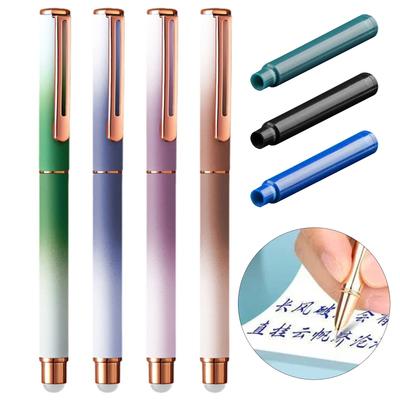 Metal Fountain Pen and 30 Inks Sac Set 0.38mm Tip Erasable for Beginner Student Adult Handwriting Drawing Journaling