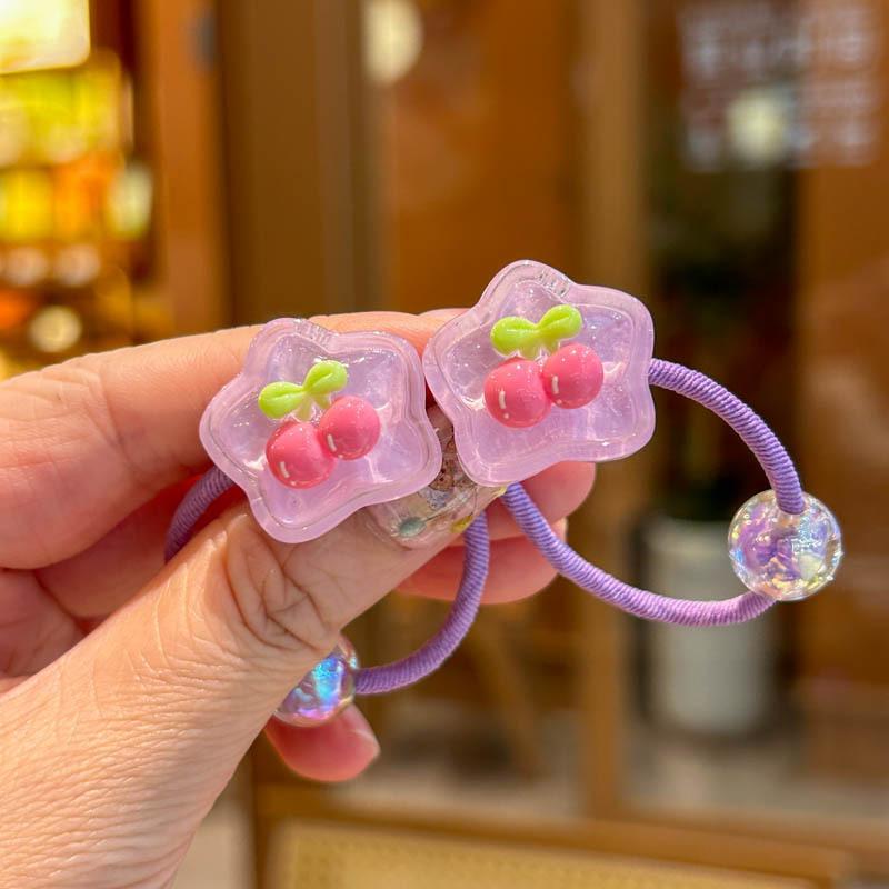 2PCS New Transparent Cherry Bunny Girls Elastic Hair Bands Hair Accessories Children Hair Ties Baby Headwear