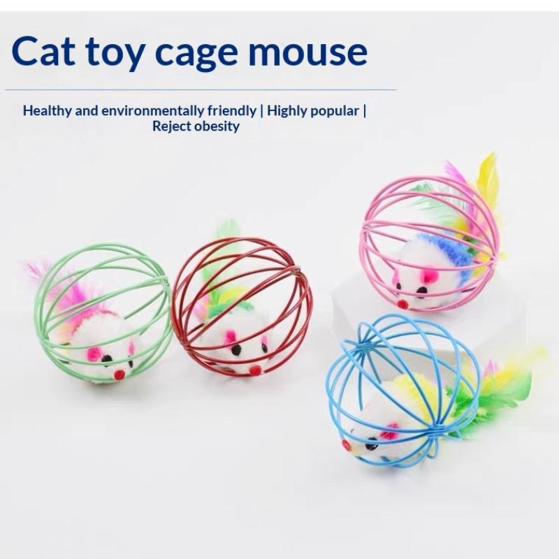 3Pcs Interactive Kitten Ball Toys With Bell Mouse Feather Lightweight Bite Proof Pet Play Toy for Cat Relaxing Exercise