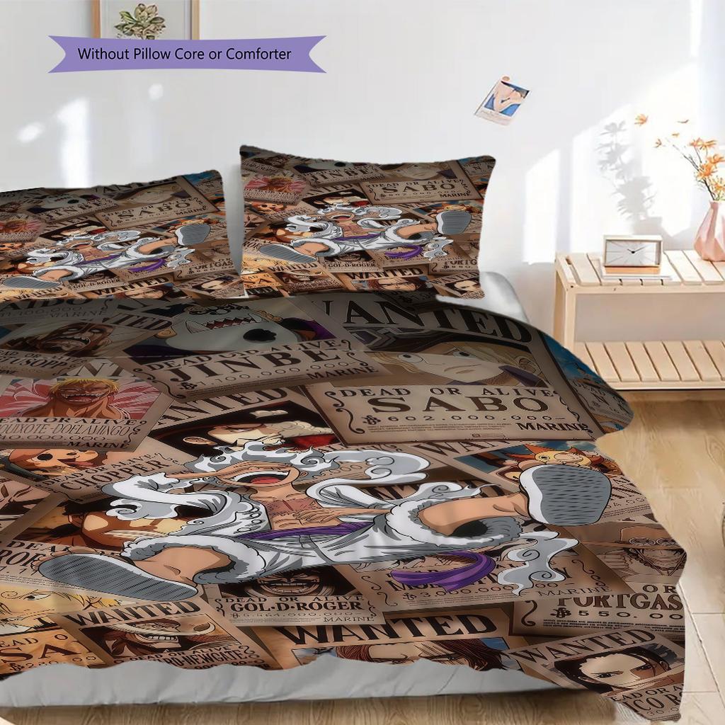 Anime Faces Quilt Set Vibrant Fans Bedding 1 Duvet Cover 2 Pillowcase Without Core Christmas Birthday Gift Bedding Set