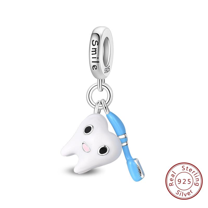 Silve Charms Beads Doctor'S Teeth Dentist Charms First Aid Kit Dangle For Bracelet Occupation Jewelry Gift