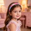 Bandeau pour fille avec peigne à dents lisses et arc anti-glisse Couleur dégradé arc-en-ciel Décoration Cœurs Étoiles Serre-tête