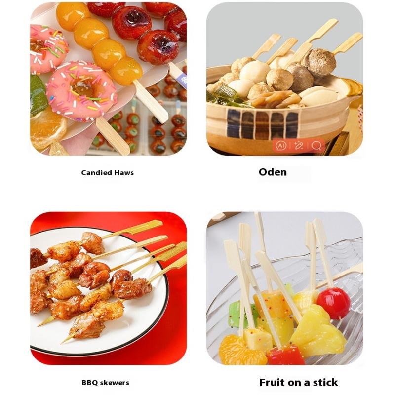 100 Stück Bambusspieße Cocktailspieße Schicke Zahnstocher für Vorspeisen Food Sticks Obst BBQ Für Party Getränke Einweggabeln