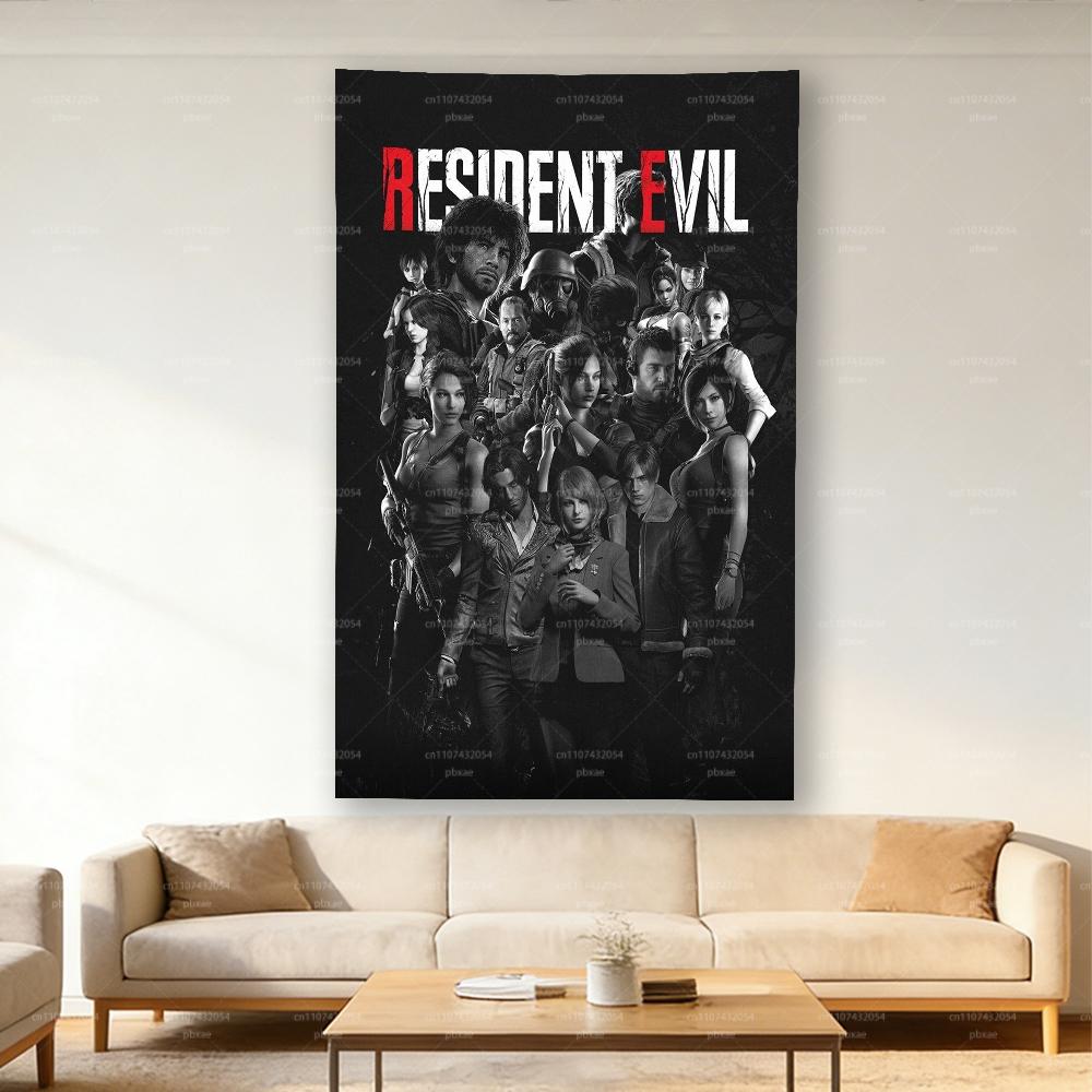 1pc RResident  Tapestry  Game Theme Wall Banner for Game Room Bedroom Garage  Home Decor