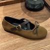 Fashion Mary Janes Elegant Women Flat Shoes 2025 New Fashion Round Toe Cow Leather Ballet Flats Casual Comfortable Shoes Zapatos Mujer