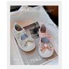 Girls' Hollowed-out Fabric shoes2026Spring and Summer Rhinestone Pearl Bow Cute Single Shoes for Children, College Style Casual Shoes