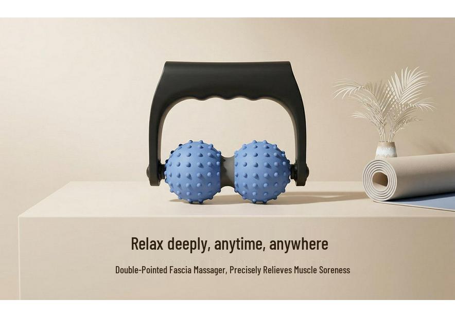 Double Nubs Handheld Peanut Massage Roller for Yoga & Muscle Relaxation