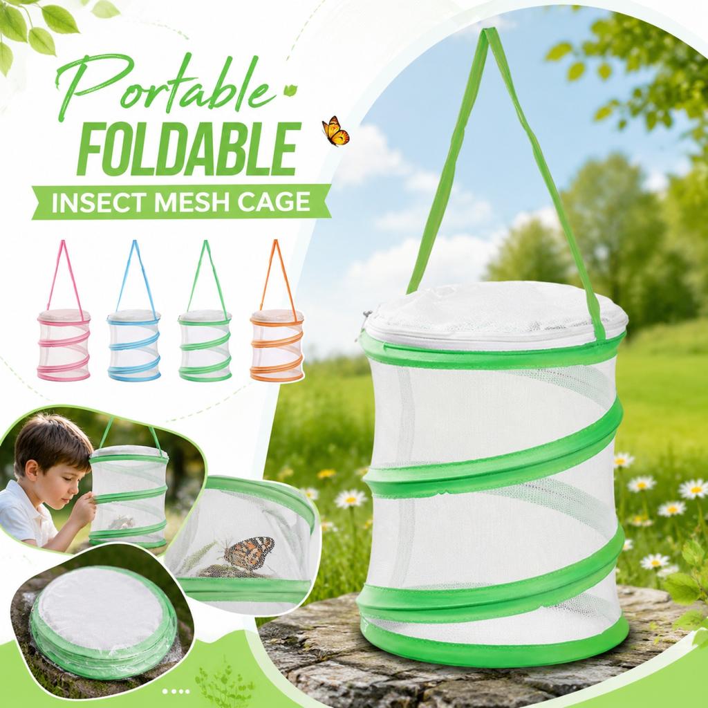 Gaiola de Malha Dobrável Portátil para Insetos com Alça Leve Dobrável Tenda de Observação de Insetos para Coleta e Estudo de Insetos ao Ar Livre