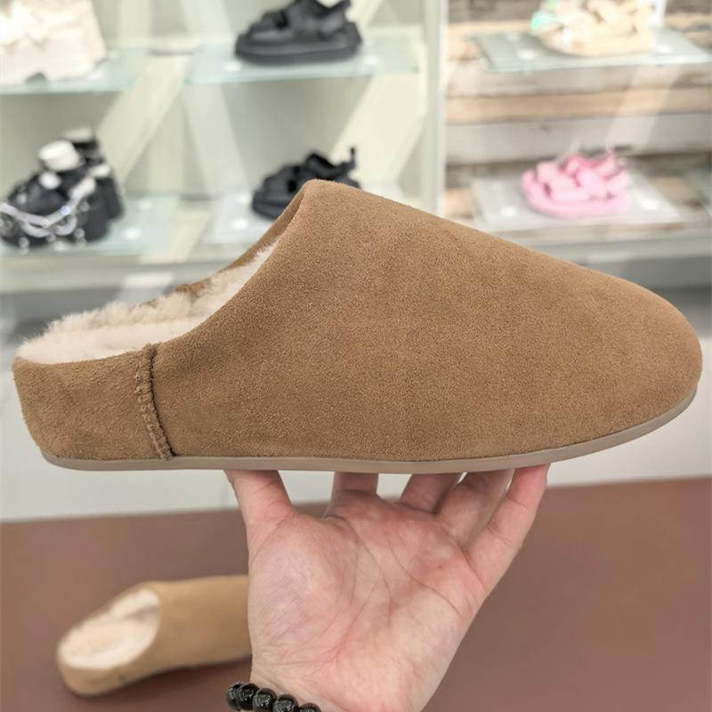 Suede Women Slippers Flats Fashion Warm Fur Mules Shoes Winter Casual Slingback Shoes Designer Shoes 2026 Walking Mujer Zapatos