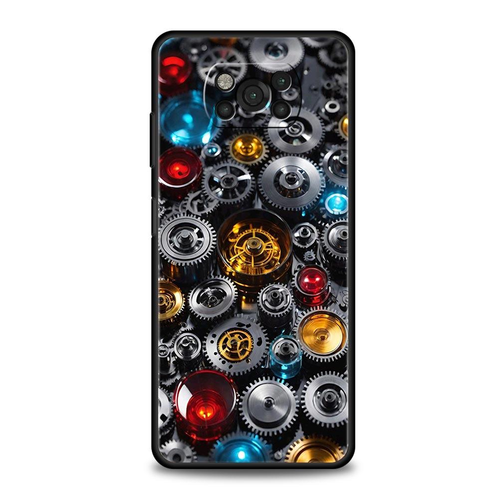

Mechanical Gear Pattern Phone Case Cover for Xiaomi Poco F7 Ultra F6 F5 F4 F3 X6 X5 X4 X3 NFC C51 C55 M4 GT 5G Soft TPU Shell Poco F4