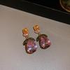 Exquisite French Zircon Flower Jewelry Set: Court-Style Clavicle Necklace & Pendant Earrings