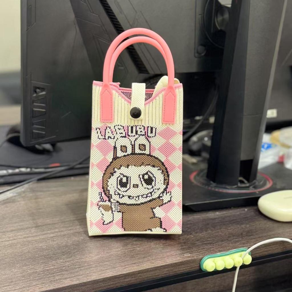 Labubu niedliche gestrickte Umhängetasche Geldbörse Handtasche