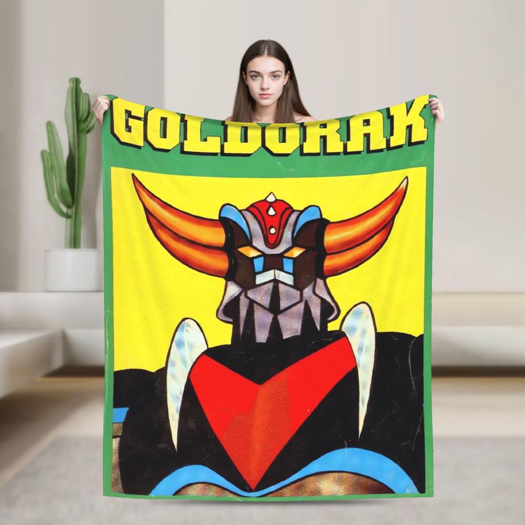 Goldorak Cartoon Blanket  Super Soft Print Plush Bedding Throws For Couch Chair Airplane Travel Flannel Bedspread Bed Cover