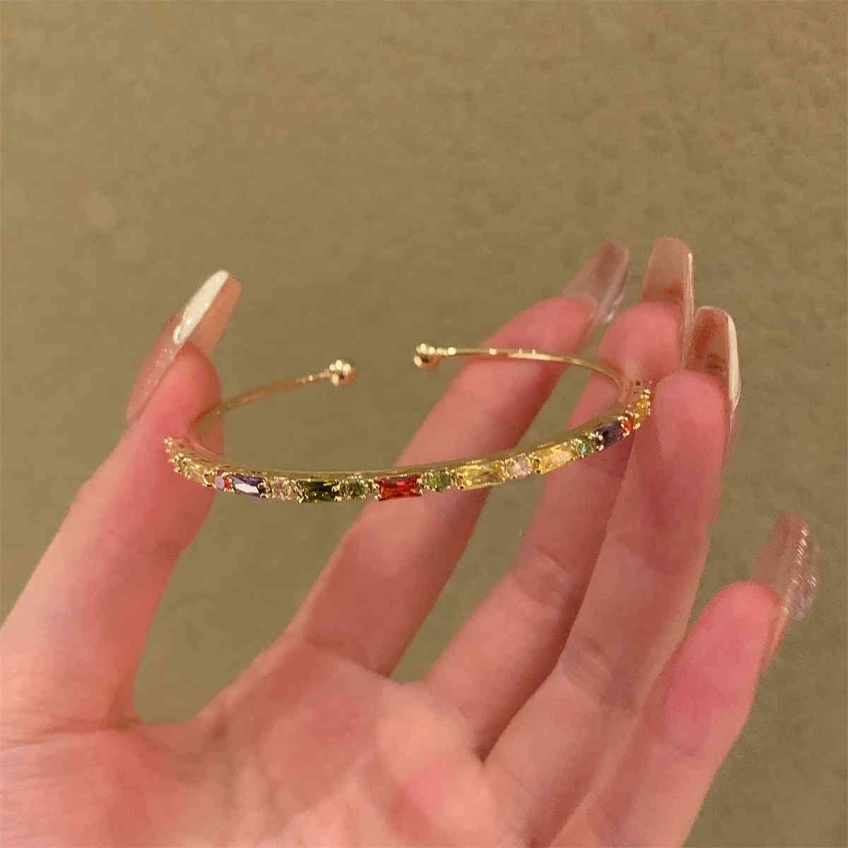 Color zircon cross-twisted bracelet women s bracelet new fashion commuter versatile jewelry