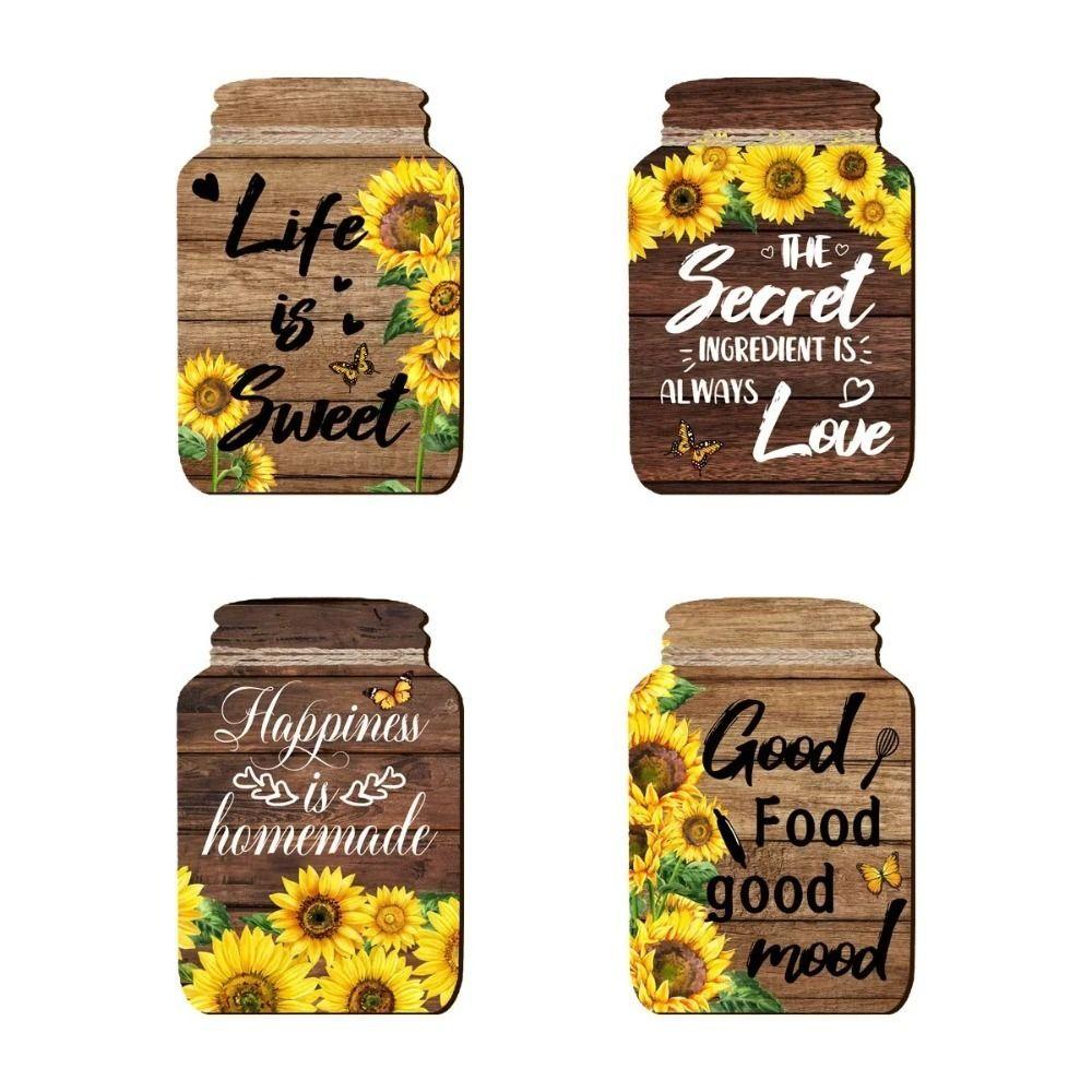 

Mason Jar Shape English Decorative Painting Self-Adhesive Wooden Signs Dining Room коричневый