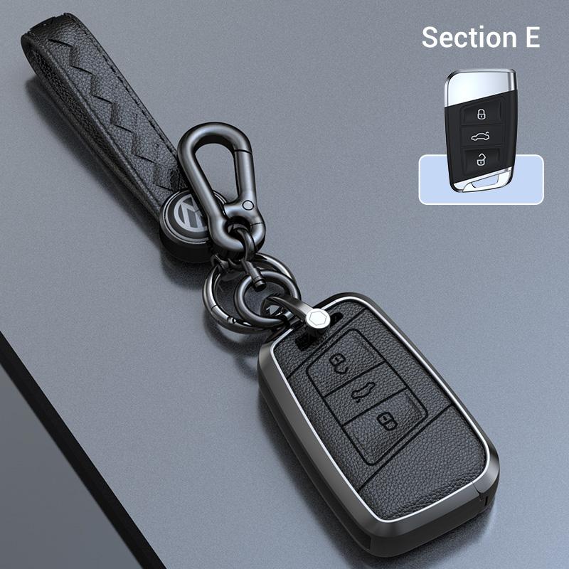 Zinc Alloy Cowhide Car Remote Key Case Shell Fob For VW Volkswagen Passat B8 Magotan For Skoda Kodiaq Superb A7 Smart Keyless