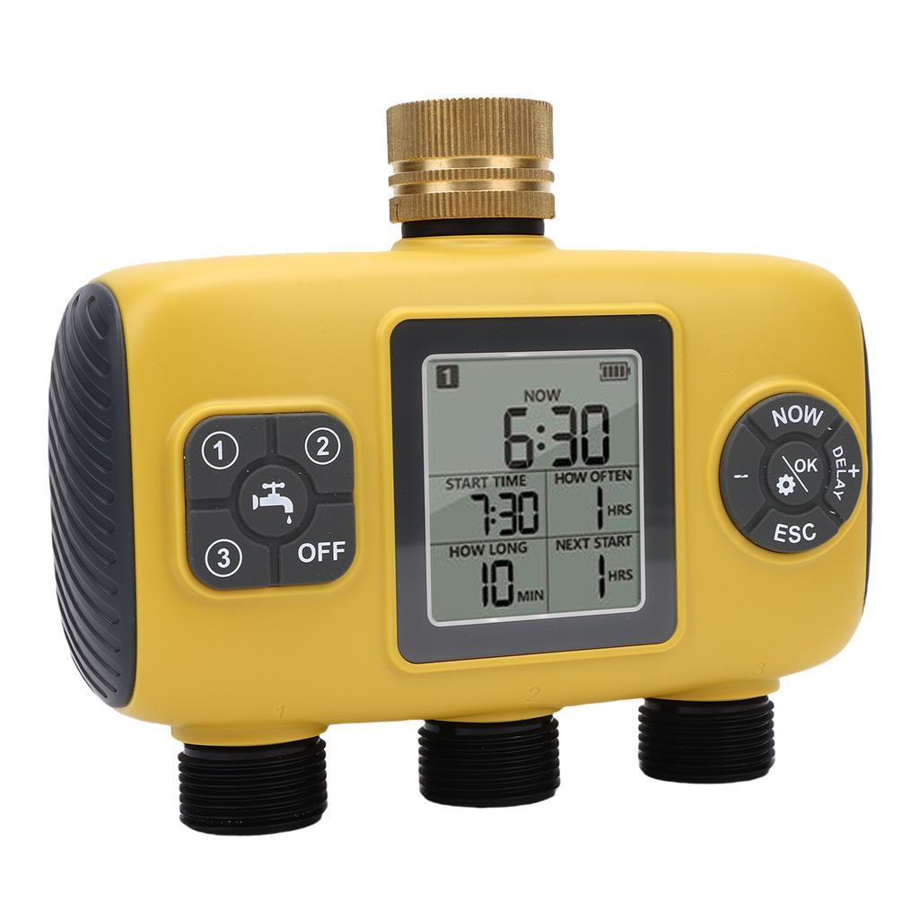 3 Zone Sprinkler Timer Programmable Manual Automatic Watering System with Brass Inlet Rain Delay IPX5 Waterproofing for