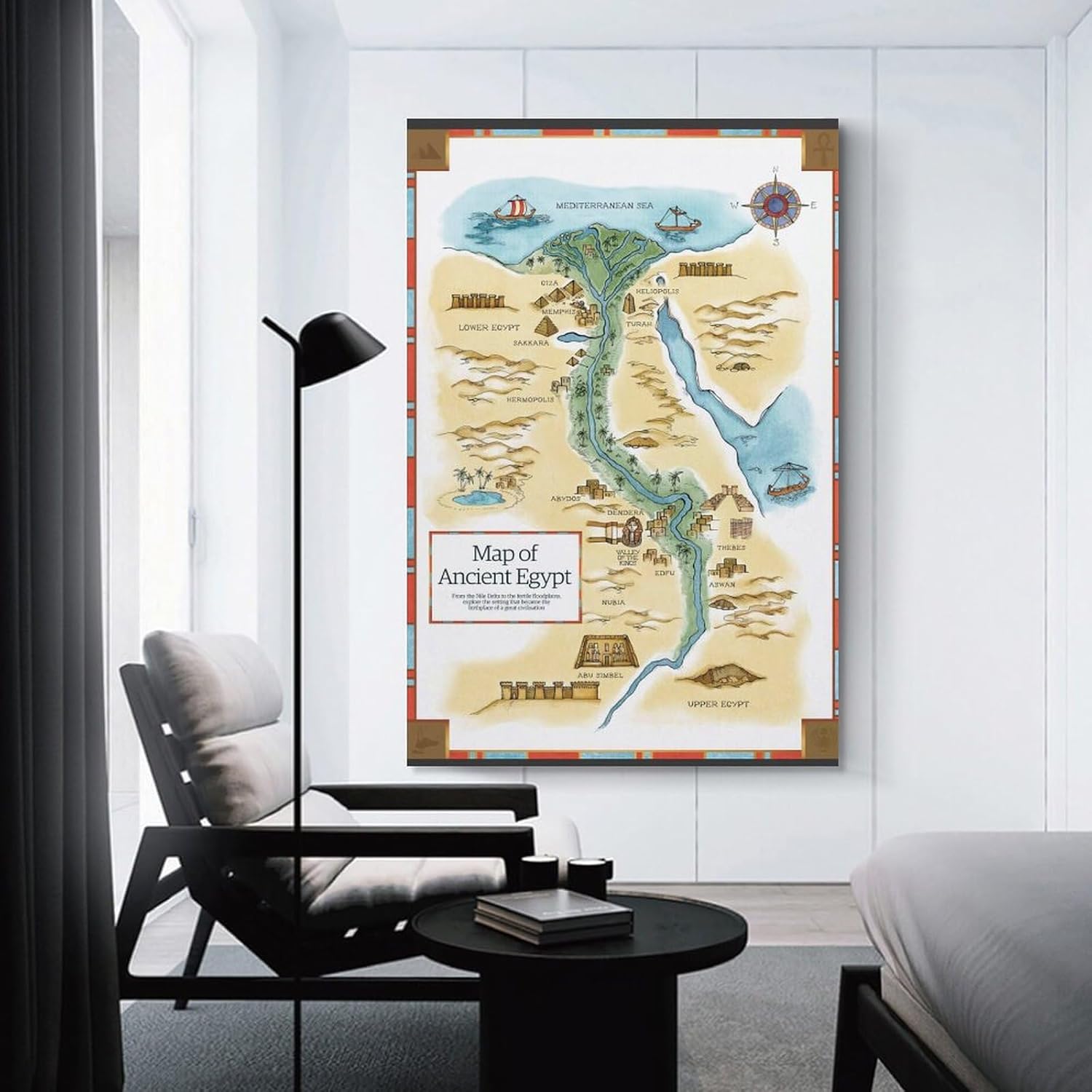 

bandmopt Карта Древнего Египта Холст Постер Настенный Декор Принт Картина для Гостиной Спальни Украшение 08x12 дюймов(20х30см)