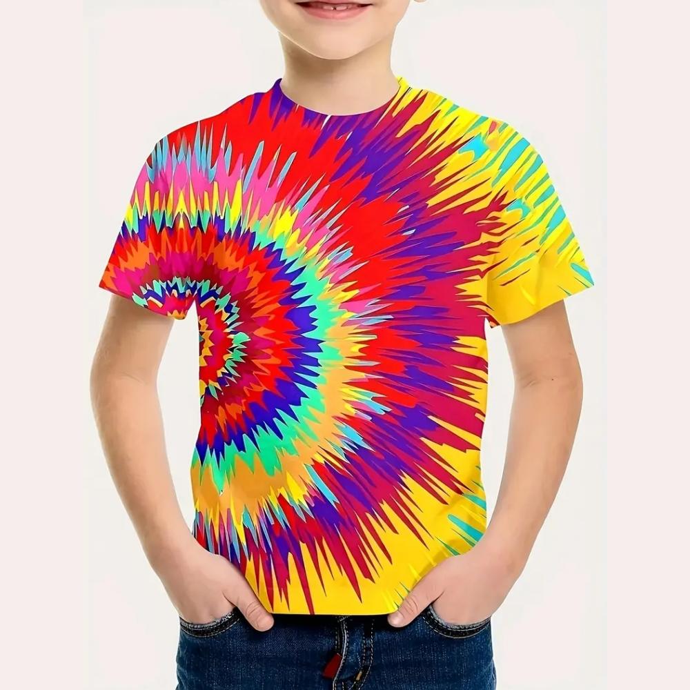 T-Shirts for Boys Tie Dye Graphic T Shirts Short Sleeve Tee Children's T-Shirt Elementary Girl Clothes Casual Tops Girl T-Shirts
