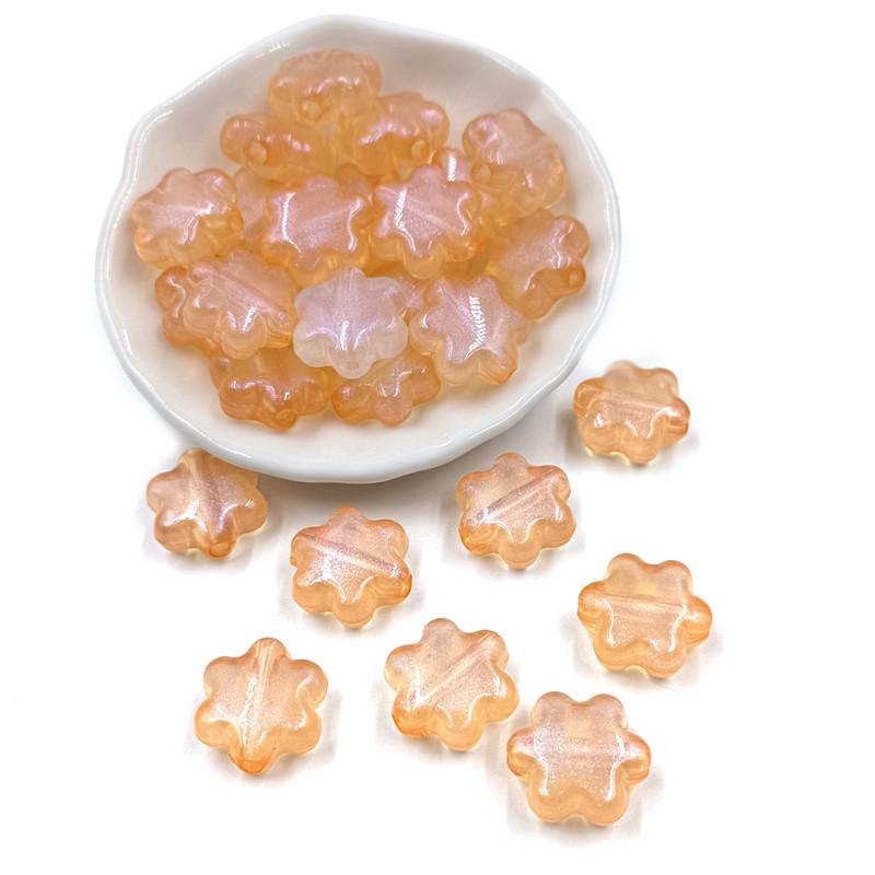 Creative Acrylic Loose Beads Fashion Beading Material Jewelry Making Bracelet 10pcs Fluorescent 6 Petal Flower Earrings for Necklace