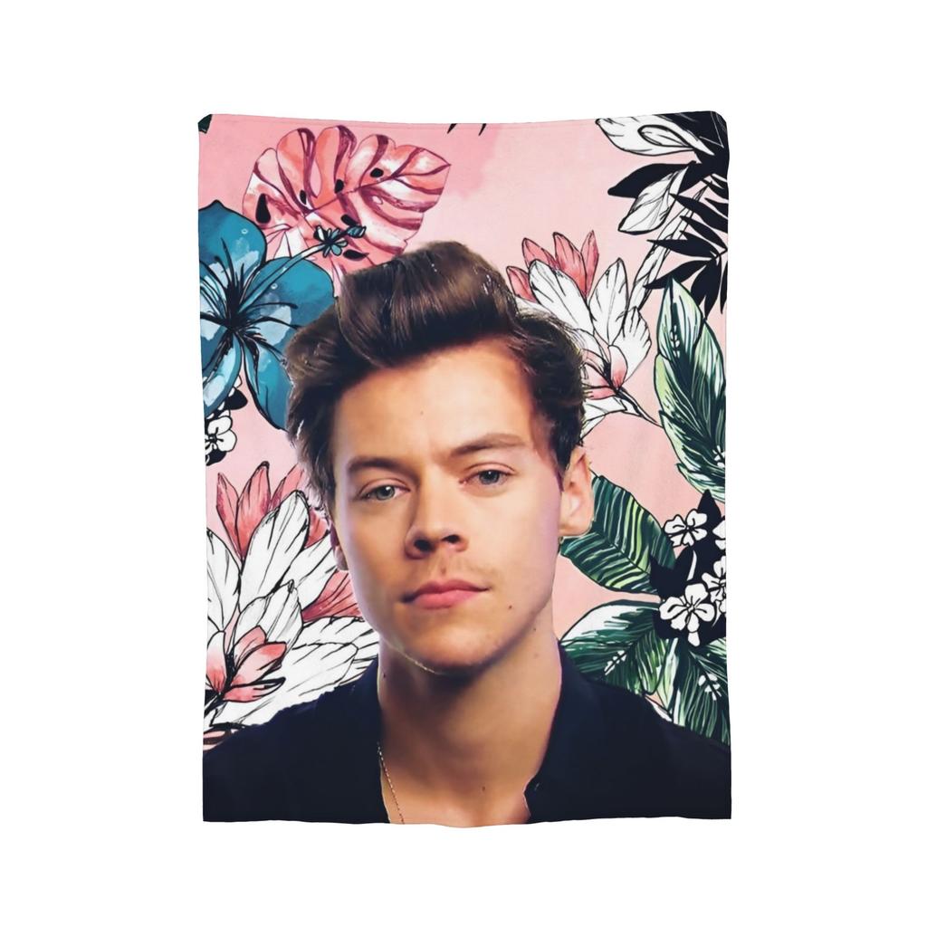 Harrys Styles Sänger Decken Fleece Ganzjahres Multifunktion Super Weiche Kuscheldecke für Bettwäsche Auto Tagesdecken