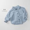 Kids Plaid Denim Cardigan Shirt Unisex Children Korean Style Casual Outerwear